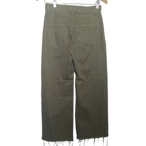 VERONICA BEARD Grant Hi Rise Wide Leg Raw Hem Jean Olive Green Womens 27